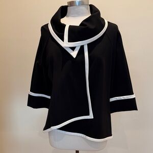 Joseph Ribkoff Black Swing Jacket with White Trim